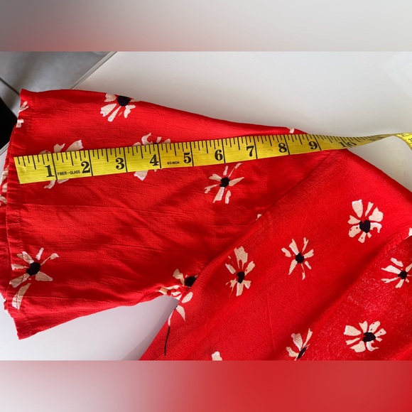 Anthropologie Faithfull the Brand Red Floral Midi Dress  wrap size xs - Picture 12 of 16